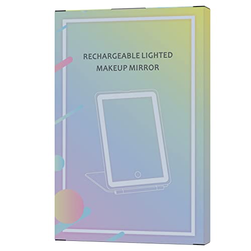 FUNTOUCH Rechargeable Travel Makeup Mirror with Lights and 10X Magnifying Mirror, Portable Lighted Vanity Mirror with 80 Led,2000mAh Battery,3 Color Lighting,Touch Dimming,Tabletop Light up Mirror