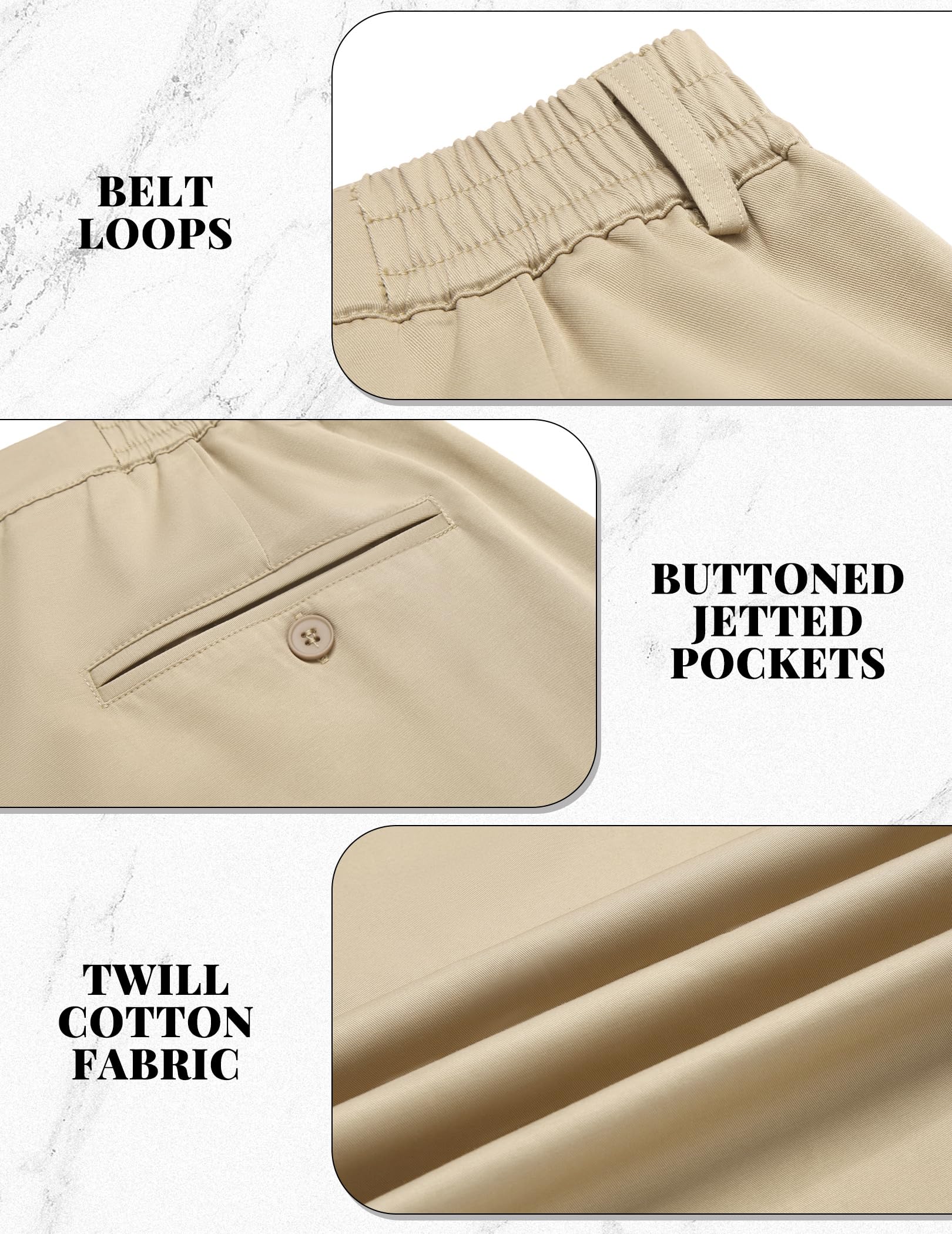 COOFANDY Slacks for Men Khaki Chino Pants Relaxed Fit Flat Front Long Trousers, Light Khaki, XL