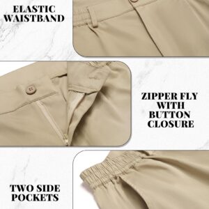 COOFANDY Slacks for Men Khaki Chino Pants Relaxed Fit Flat Front Long Trousers, Light Khaki, XL