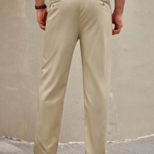 COOFANDY Slacks for Men Khaki Chino Pants Relaxed Fit Flat Front Long Trousers, Light Khaki, XL