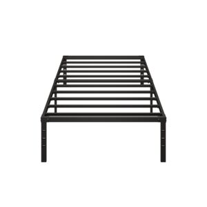 JTPTU 18 Inch High Twin Bed Frame No Box Spring Needed,Heavy Duty Metal Bed Frame Twin Size,Kids Twin Platform Bed Frame Steel Slat Support,Easy Assembly,Noise Free,Non Slip Black Bed Frame Twin