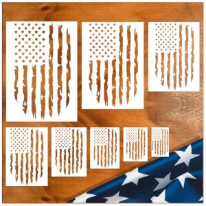 Pkqon Large American Flag Stencil Star Stencils for Painting 50 Stars Military Template for Flag Patriotic Wood Burning Stencils for Spray Painting on Shirt Project Crafts Wooden (Flag Two)