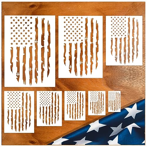 Pkqon Large American Flag Stencil Star Stencils for Painting 50 Stars Military Template for Flag Patriotic Wood Burning Stencils for Spray Painting on Shirt Project Crafts Wooden (Flag Two)