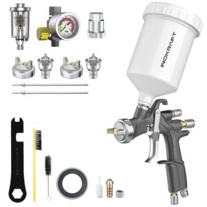 inokraft d1 lvlp air spray gun premium kit, easy to use, paint gun for cars & house diy painting, 1.3/1.5/1.7mm nozzles, with paint sprayer accessories