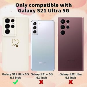 Newseego for Samsung Galaxy S21 Ultra Case Girls Women, Cute Love Heart Pattern Phone Case Flexible Liquid Silicone Shockproof Protective Bumper Cover for Samsung Galaxy S21 Ultra-White