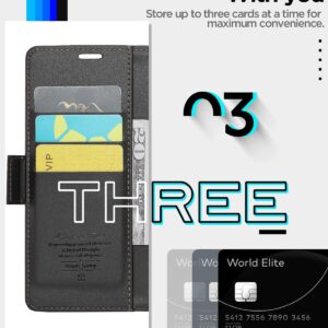 AICase iphone 15 Pro Wallet Case with [RFID Blocking] Leather Flip Folio Strong Magnetic Closure Protective Cover Credit Card Holder Kickstand Men Women for iphone 15 Pro 6.1"_1 Black