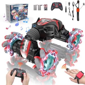 gesture sensing rc stunt car, 360° rotating 4wd transform twist cars remote control car with lights music, 2.4ghz hand controlled rc car for boys & girls 6 7 8 9 10 11 12 year old birthday xmas gifts