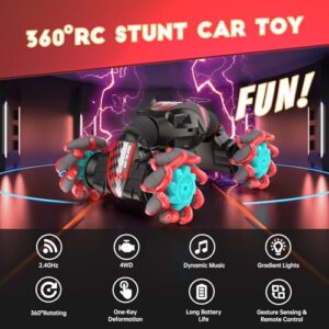 Gesture Sensing RC Stunt Car, 360° Rotating 4WD Transform Twist Cars Remote Control Car with Lights Music, 2.4GHz Hand Controlled RC Car for Boys & Girls 6 7 8 9 10 11 12 Year Old Birthday Xmas Gifts