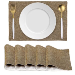 bricker washable poly jute dining table mat (brown) set of 6