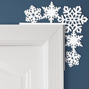 Kigley Christmas Door Frame Decoration White Snowflake Christmas Door Corner Decor Winter Holiday Door Frame Decor for Xmas Shelf Mirror Cabinet Window Home Office Furniture Decor, 7.9 x 7.9 Inch