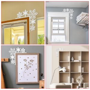 Kigley Christmas Door Frame Decoration White Snowflake Christmas Door Corner Decor Winter Holiday Door Frame Decor for Xmas Shelf Mirror Cabinet Window Home Office Furniture Decor, 7.9 x 7.9 Inch