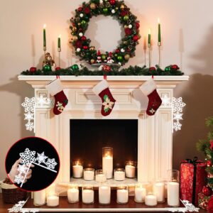 Kigley Christmas Door Frame Decoration White Snowflake Christmas Door Corner Decor Winter Holiday Door Frame Decor for Xmas Shelf Mirror Cabinet Window Home Office Furniture Decor, 7.9 x 7.9 Inch