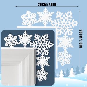 Kigley Christmas Door Frame Decoration White Snowflake Christmas Door Corner Decor Winter Holiday Door Frame Decor for Xmas Shelf Mirror Cabinet Window Home Office Furniture Decor, 7.9 x 7.9 Inch