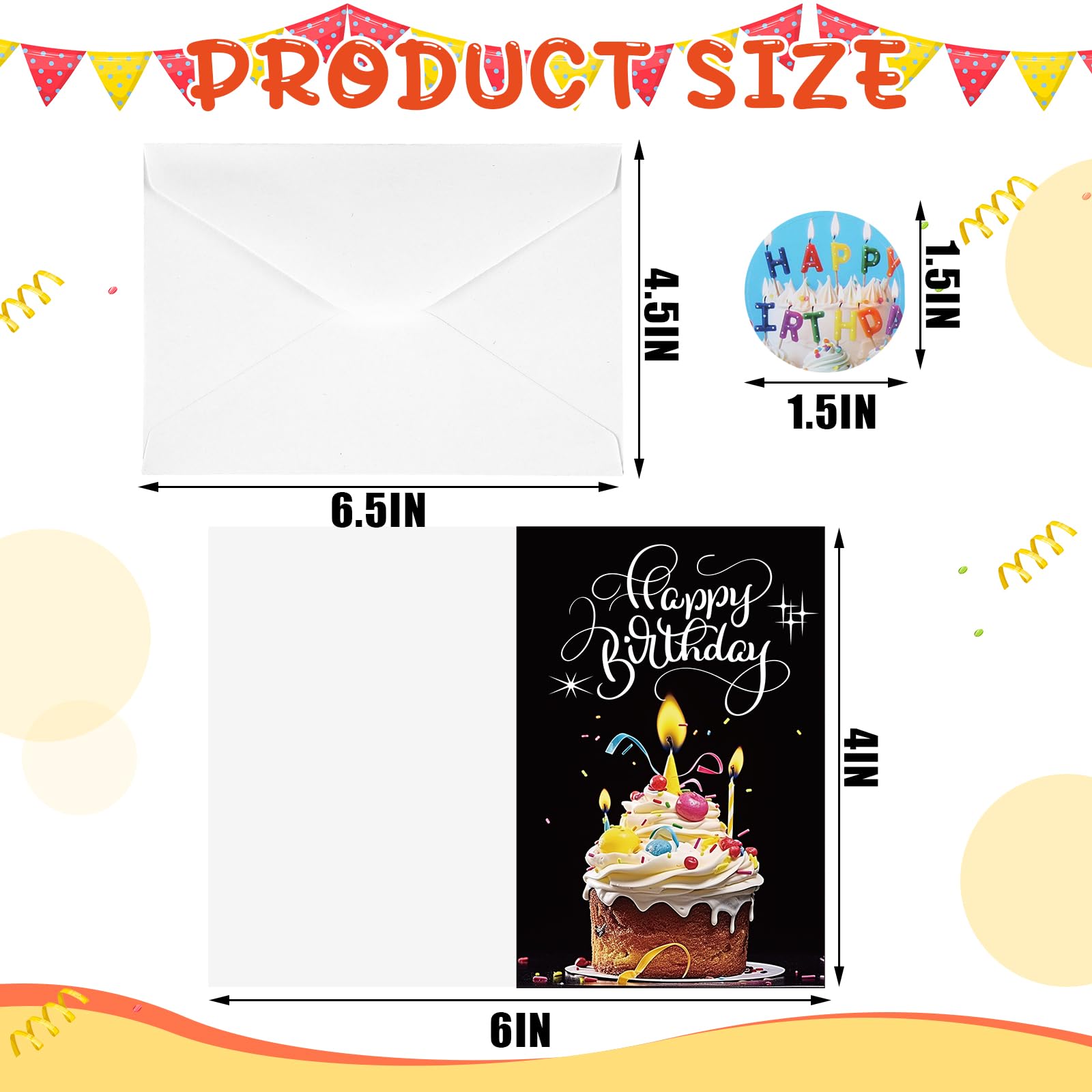 Harloon 200 Pack happy Birthday Card Assorted Bulk with Blank Envelopes and Stickers 4 x 6 Inches Greeting Cards Blank Happy Birthday Cards for Men Women Adults Kids, 20 Styles(Actual Style)