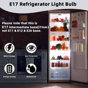 2Pack KEI D28A KEL2811 5304517886 5304498578 KEI D28M KEL 2815 Refrigerator LED Light Bulb Replacement AC100-265V 3.8W E17 Intermediate Base Freezer LED Lamp, Cool White 6000K