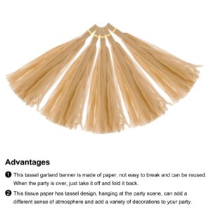 MECCANIXITY 15Pcs Khaki Tassel Garland Banner with Rope Tissue Paper Tassels Party DIY Kits for Anniversary Wedding Birthday Party