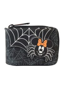 loungefly minnie mouse spider glow accordion faux leather wallet