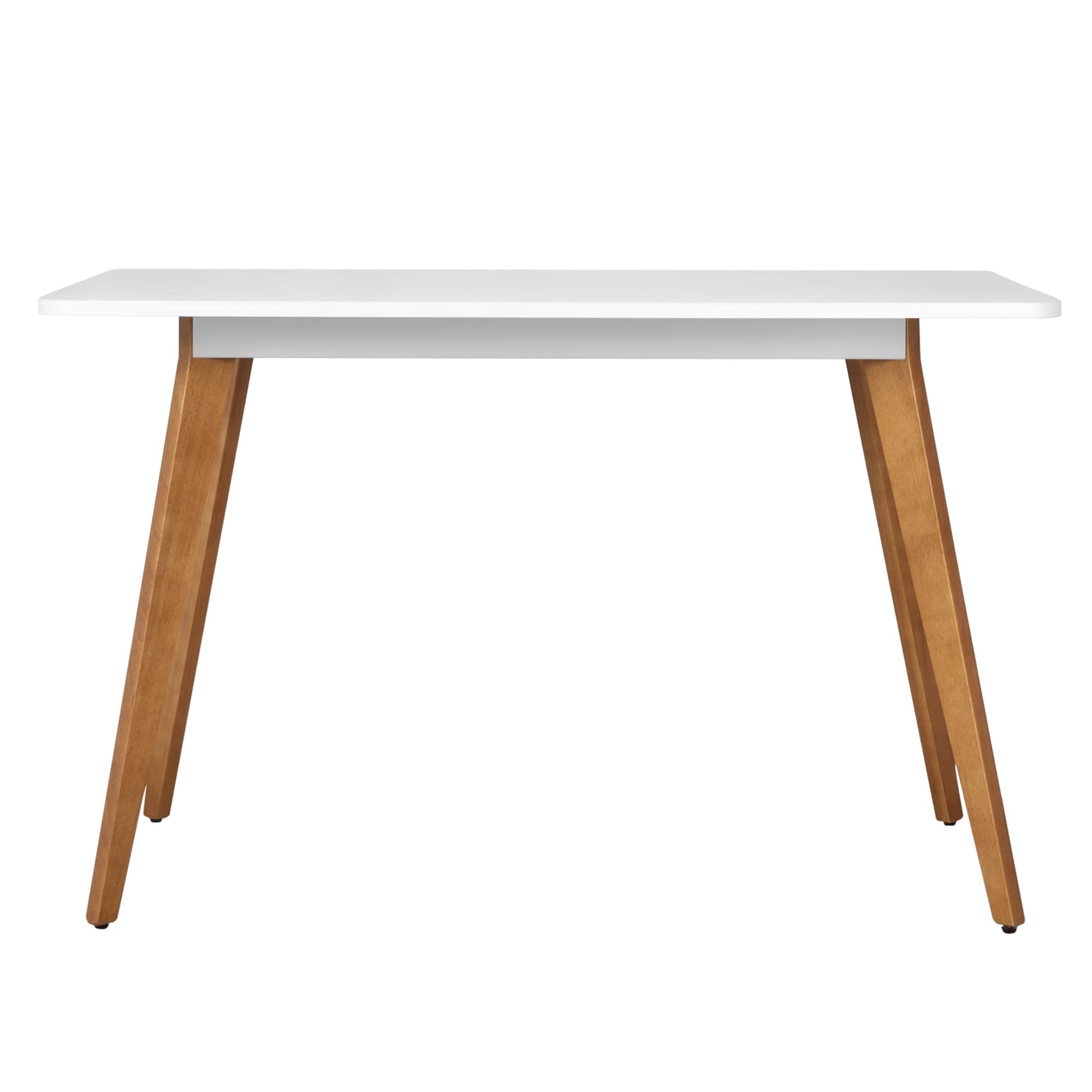 Comfy to go 47.2" Dining Table for 4-6 Person - Rectangular Kitchen Table with Soild Wood Legs Mid Century Modern Table for Dinning Room, Kitchen, Living Room (White)