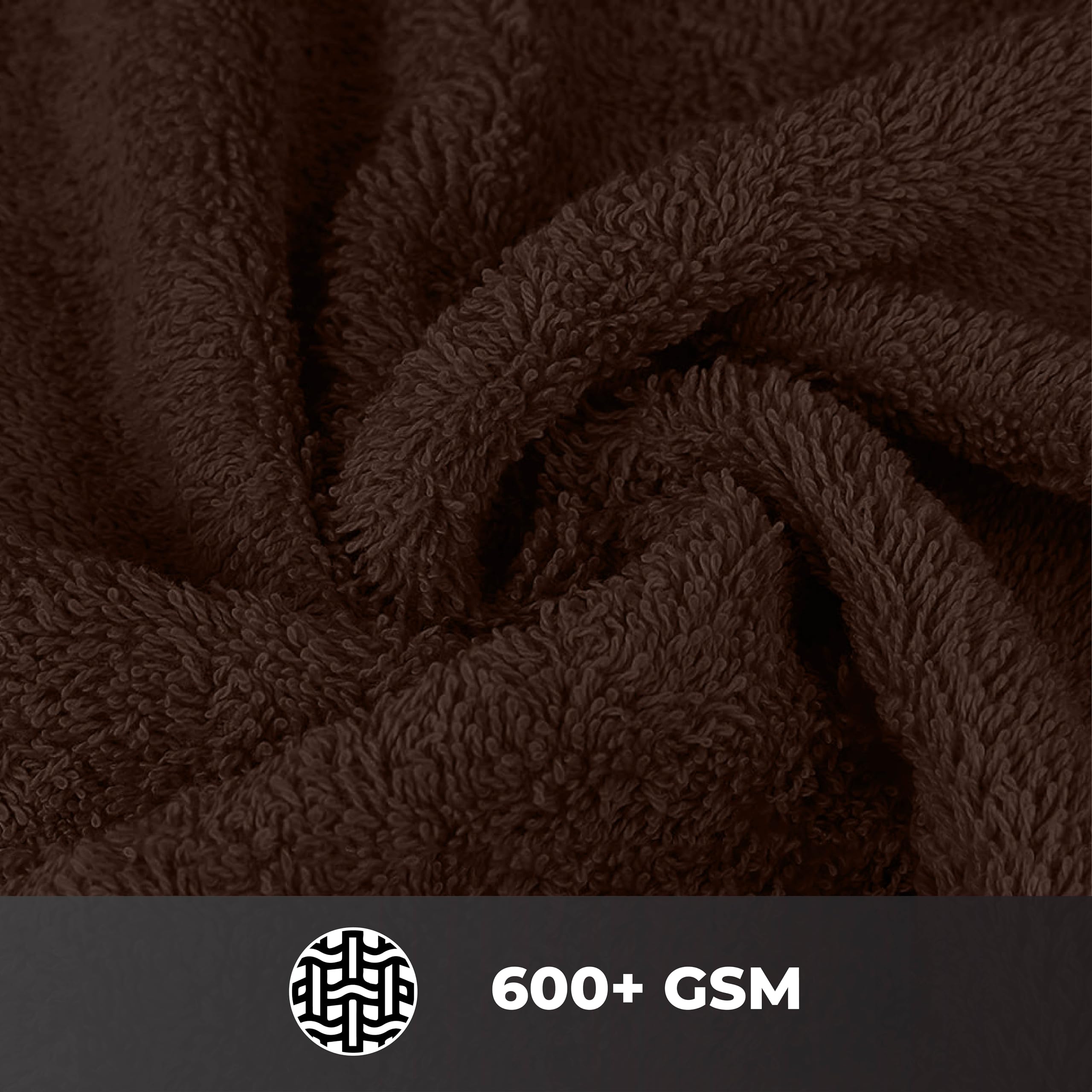 Ocean Towel Set for Bathroom 100% Luxury Cotton Bath Towels Set of 8 (2 Bath Towel and 2 Hand Towel Set & 4 Wash Cloth) Chocolate Brown Soft Towels Bathroom Set 600 GSM Double Stitched for Durability