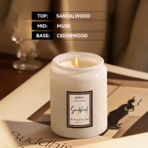 Sandalwood Aromatherapy Candles,100% Natural Soy Sandalwood Pretty Candle for Women, Stress Relief Candle, Sandalwood Candle for Bedroom, Bathroom