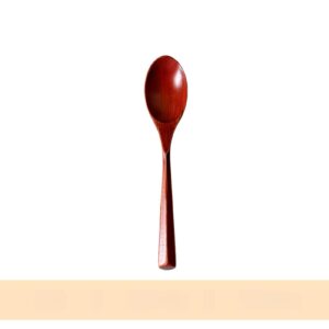 PIKETU Triangular Handle Wooden Spoon Fork Set Dessert Wooden Spoon Wooden Fork Student Portable Spoon Fork