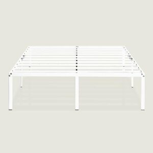 Best Price Mattress 18 Inch Metal Platform Bed Frame, Heavy Duty Steel Slats, White, Full