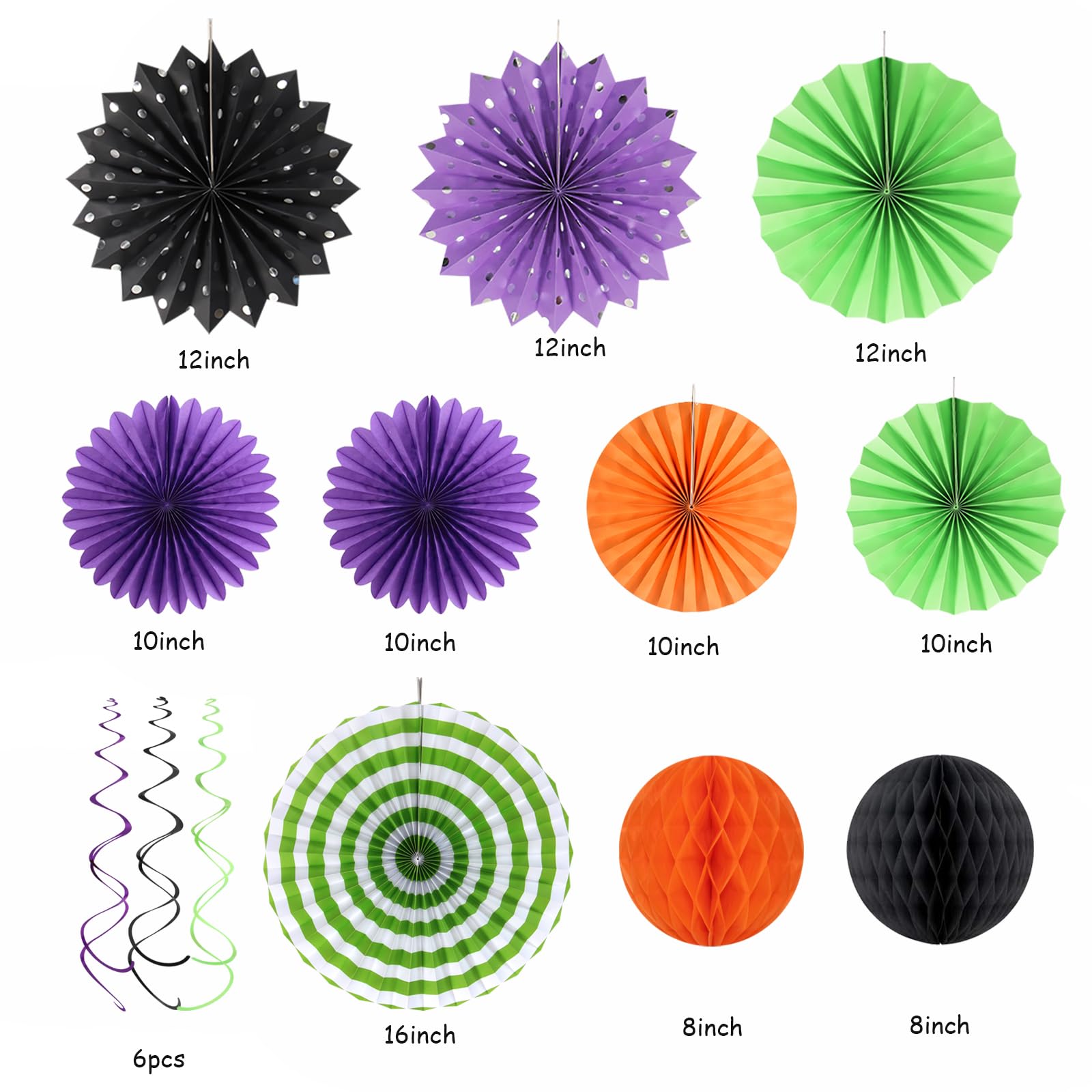 Orange Black Purple Green Party-Decorations - 33Pcs Banner,Halloween Streamers Tassel Garland,Tissue Pom Poms Honeycomb,Paper Lantern Fan,Birthday Wedding Baby Bridal Shower Decor Supplies Hugtmr