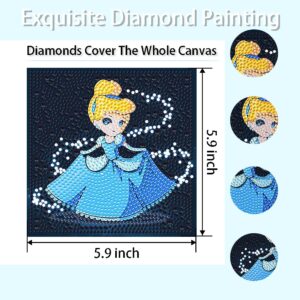 LWZAYS 4Pcs Diamond Art Kits for Kids, Cartoon 5D Diamond Gem Art Kids' Mosaic Diamond Art Kits and Crafts for Kids Ages 6-8-10-12 Children for Home Decor 6x6inch