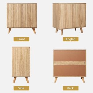 affeivul Accent Storage Cabinet, Modern Accent Buffet Cabinet with Adjustable Shelves, Freestanding Sideboard with Double Doors, Accent Cabinet with 2 Doors for Hallway Entryway Living Room (Natural)