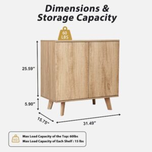 affeivul Accent Storage Cabinet, Modern Accent Buffet Cabinet with Adjustable Shelves, Freestanding Sideboard with Double Doors, Accent Cabinet with 2 Doors for Hallway Entryway Living Room (Natural)