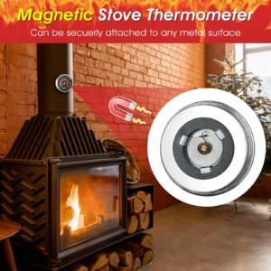 Wood Stove Thermometer, Magnetic Stove Temperature Stove Top Thermometer for Wood Burning Stove, Gas Stove, Pellet Stove, Temperature Meter for Fireplace, Pipe Thermometer Wood Stove (black)