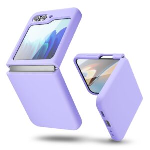 oakxco for samsung galaxy z flip 5 phone case liquid silicone, cute thin slim soft rubber tpu plain smooth gel cover for women girl, matte solid protective & shockproof, lilac lavender light purple