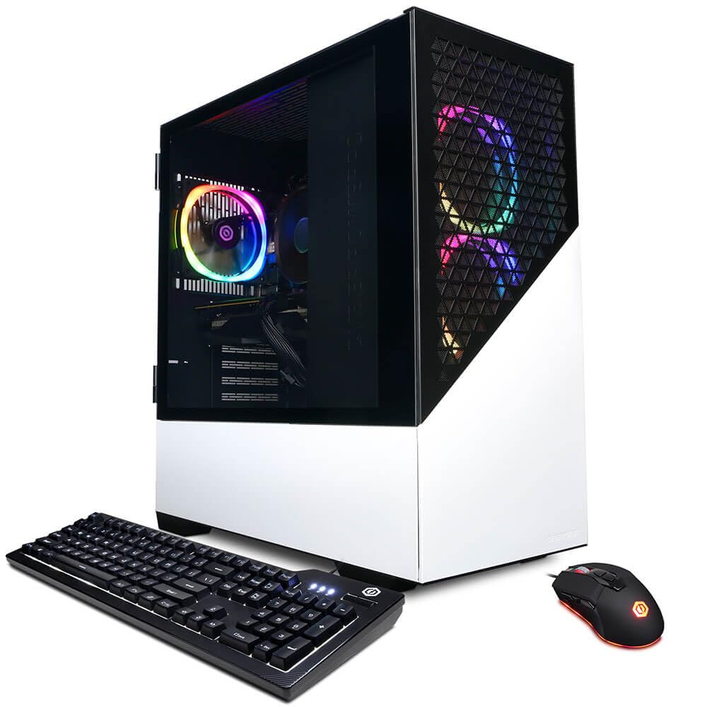 CyberpowerPC Gamer Master Gaming Desktop Computer, AMD Ryzen 7 7700 3.8GHz, 16GB RAM, 2TB SSD, NVIDIA GeForce RTX 4060 8GB, Windows 11 Home, White