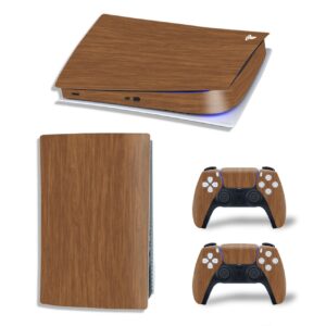 ps5 digital version skin for console and controllers, vinyl sticker play-station 5 skins, wrap decal cover protective accessories for ps5 digital edition(vertical grain)