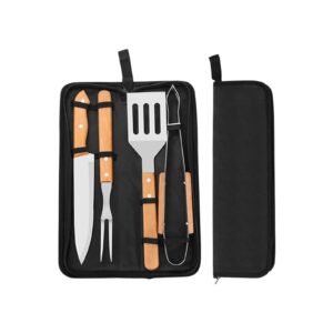 BBQ Tools Set, 4 PCS Portable Grilling Utensil Kit, Compact Barbecue Tool Set with Oxford Storage Bag - Suitable for Cooking and Camping Grilling Accessories