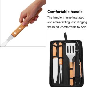 BBQ Tools Set, 4 PCS Portable Grilling Utensil Kit, Compact Barbecue Tool Set with Oxford Storage Bag - Suitable for Cooking and Camping Grilling Accessories