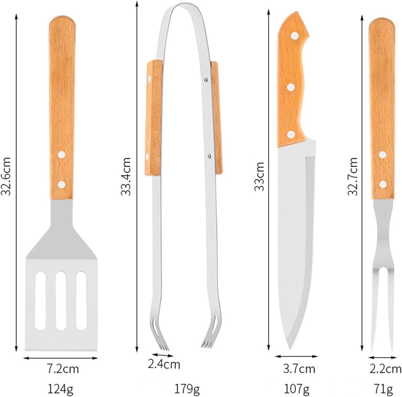 BBQ Tools Set, 4 PCS Portable Grilling Utensil Kit, Compact Barbecue Tool Set with Oxford Storage Bag - Suitable for Cooking and Camping Grilling Accessories