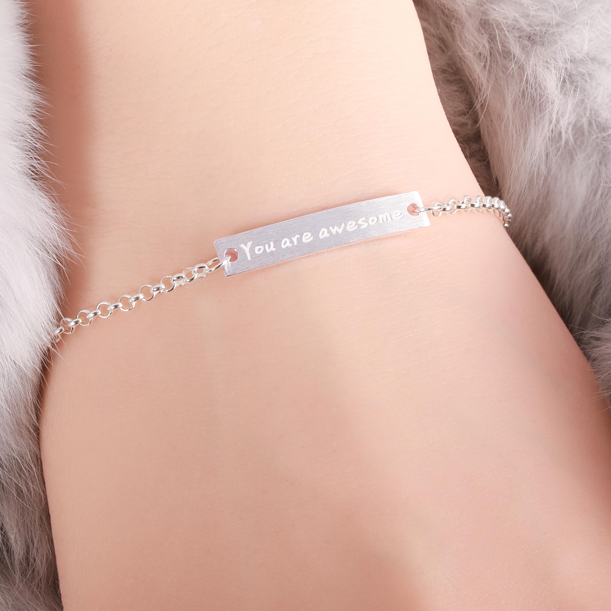 You are Awesome Gifts for Women, 925 Sterling Silver Bracelets for Women, Charm Bracelets for Women, Little Words Project Bracelet for Women, Matching Bracelets for Best Friends by ALiLuYa