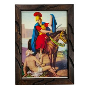 Mrcjsales-Saint Martin Knight in rustic frame, Oil painting, 24''x36'', 13''x18'', 10''x12'' inches, religious art image, San Martin Caballero, Cuadro rustico , Home decor, wall decor, church events, gifts (Small 10x12'' inches)