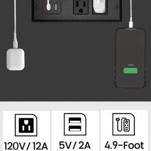 TUTOTAK Set of 2 End Table with Charging Station, Side Table with USB Ports and Outlets, Nightstand, 3-Tier Storage Shelf, Sofa Table for Small Space TB01BK0422