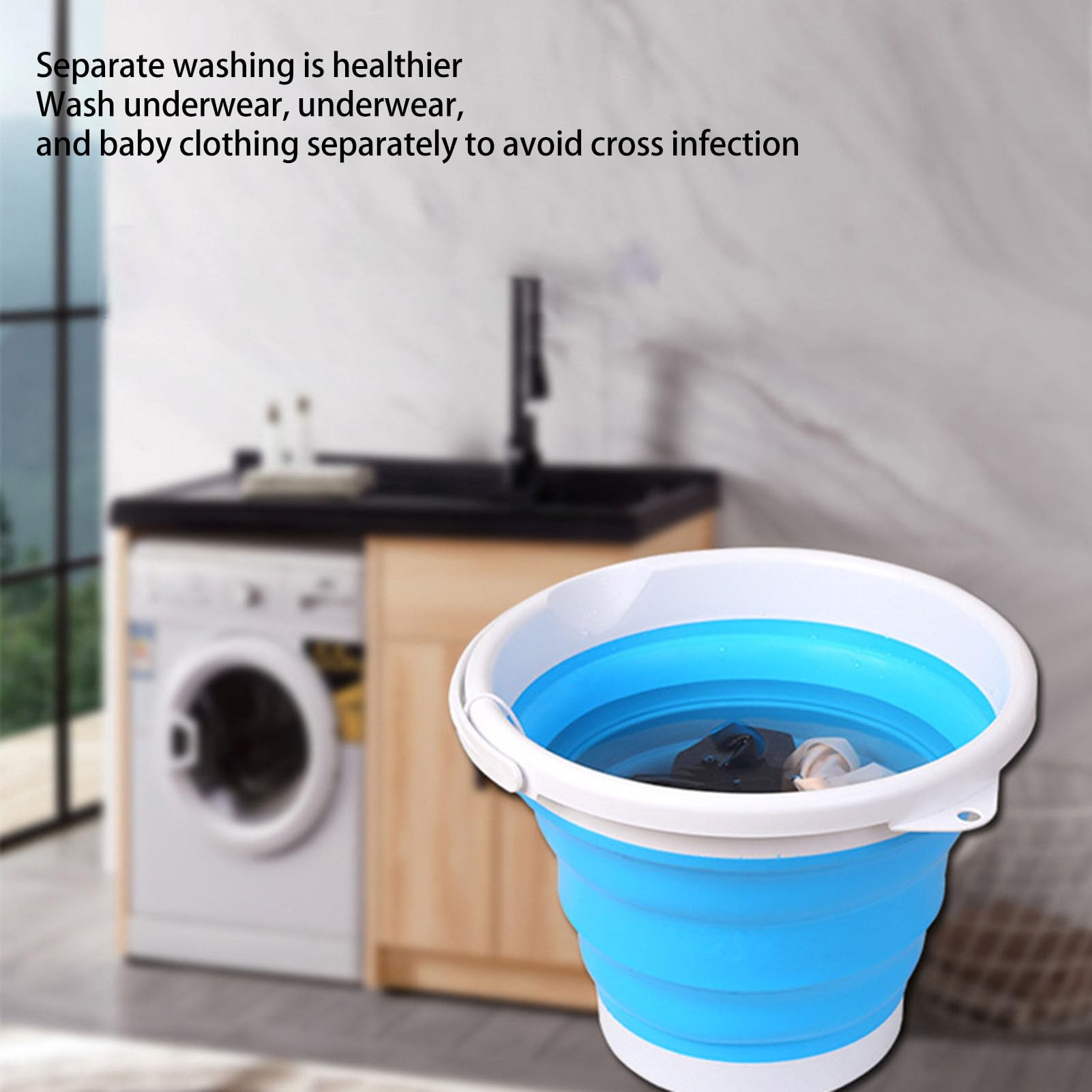 10L Foldable Washing Machine, Underwear Washing Machine, Turbine Washer for Baby Clothes, Small Washer for Apartment, Travel, Dorm, RV, Gift Choice (blue)