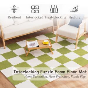 Interlocking Foam Mats,60 Pcs-60 Sq.ft. Plush Puzzle Floor Carpet Tiles,Fluffy Area Rugs,Exercise,Playroom,Bedroom,Parlor,12x12 Inch(Color:White+Light Grey)