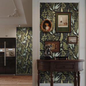 Ismoon Peel and Stick Wallpaper, Leaf Wallpaper Peel and Stick Tropical Botanical Contact Paper Fern Moss Wallpaper Vintage Removable Wallpaper Vinyl Self-Adhesive Sticky Wallpaper Bathroom 16.1x118in