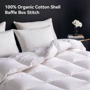 WENERSI Goose Feather Down Comforter King Size,Hotel Style Bedding Comforter,750+ Fill Power,1200TC,100% Organic Cotton Fabric,All Season White Duvet Insert with 8 Corner Tabs