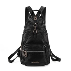 montana west small convertible backpack for women black sling bag shoulder purse with vegan leather one shoulder bag for hiking travel