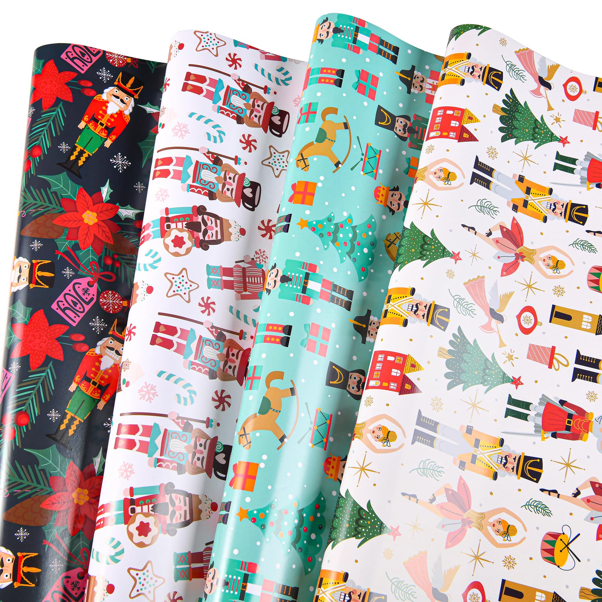 Sikiweiter Nutcracker Wrapping Paper - 12 Sheets Nutcracker Christmas Wrapping Paper for Boys Girls Men Women, 19.7 x 27.6 Inches Per Sheet