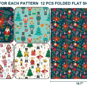 Sikiweiter Nutcracker Wrapping Paper - 12 Sheets Nutcracker Christmas Wrapping Paper for Boys Girls Men Women, 19.7 x 27.6 Inches Per Sheet