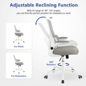 Ergonomic Office Chair, High Back Home Office Desk Chair with Lumbar Support, Computer Task Chair with Wheels, Swivel Adjustable Executive Chair for Home Office,Grey