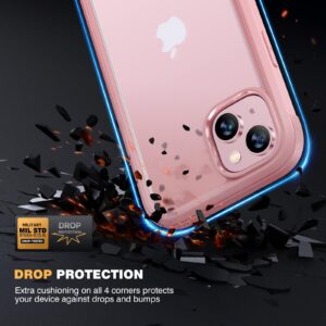 Diaclara Designed for iPhone 15 Plus Case 6.7 Inch,Full Body Rugged Case with Built-in Touch Sensitive Anti-Scratch Screen Protector+9H Tempered Glass Camera Lens Protector, Coral Pink