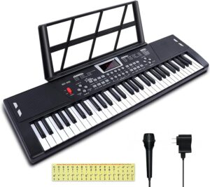 aersgu piano keyboard - 61 key keyboard piano, electric piano music keyboard with teaching mode, microphone, sheet music stand and power supply, portable keyboard piano for beginners